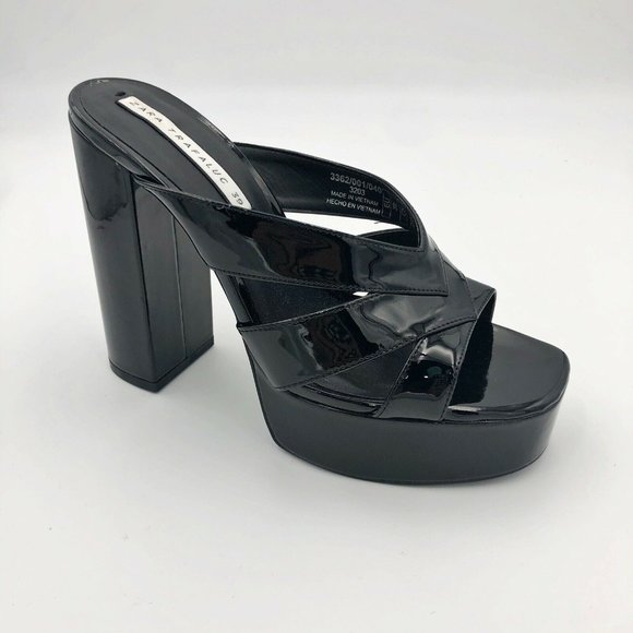 Zara Shoes - Zara Platform Heels US 8.5 Black Vegan Leather